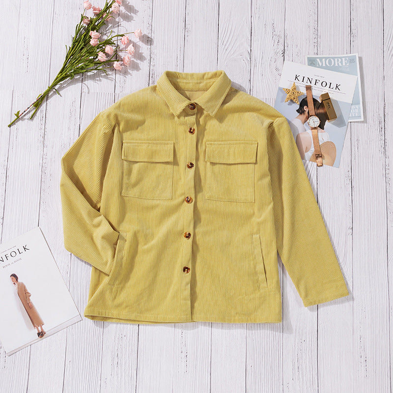 Cordhemd - Button-down-Verschluss & Brusttaschen