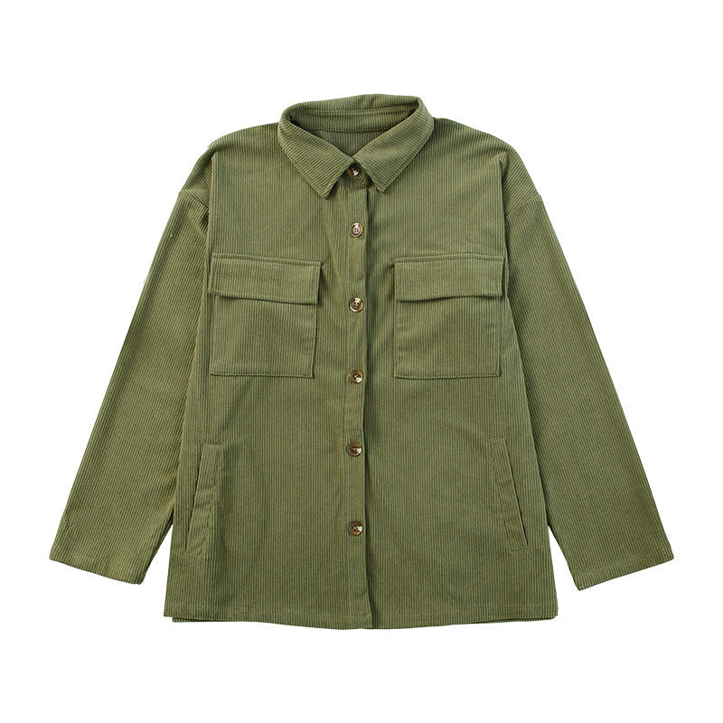 Cordhemd - Button-down-Verschluss & Brusttaschen