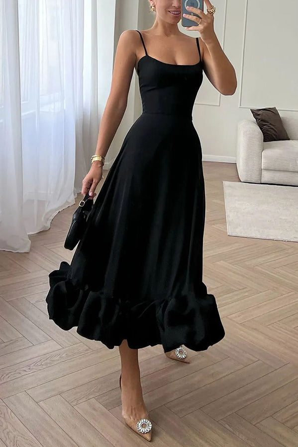 Roseanne - Trägerloses Midikleid mit Rüschen für mitternächtliche Bankette
