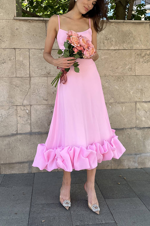Roseanne - Trägerloses Midikleid mit Rüschen für mitternächtliche Bankette