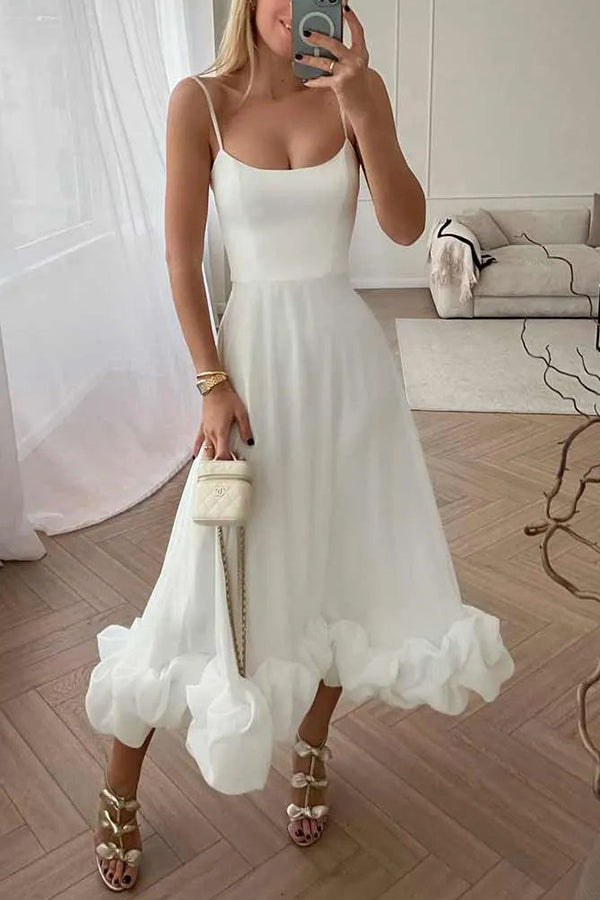 Roseanne - Trägerloses Midikleid mit Rüschen für mitternächtliche Bankette