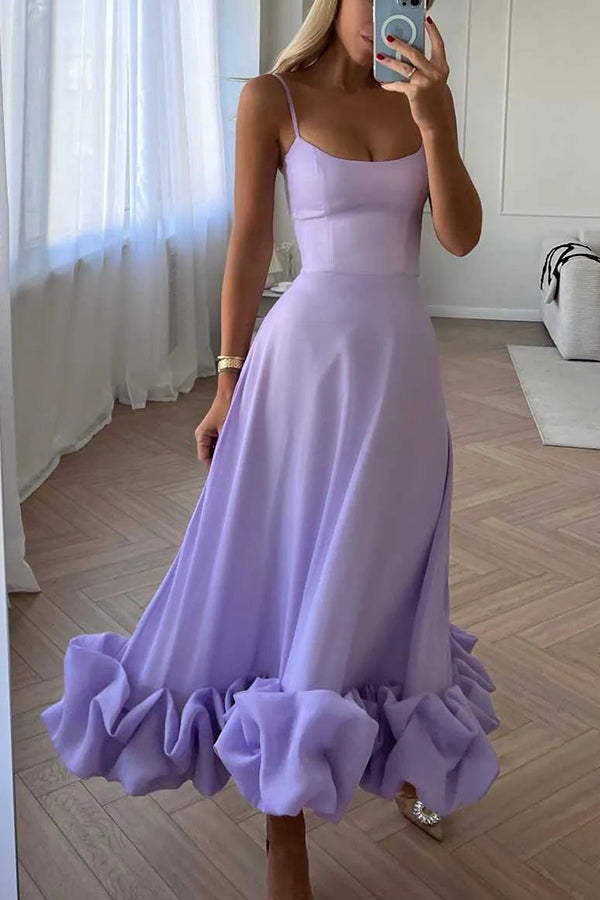 Roseanne - Trägerloses Midikleid mit Rüschen für mitternächtliche Bankette