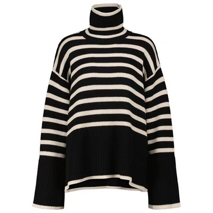 Gestreifter Rollkragenpullover