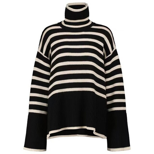 Gestreifter Rollkragenpullover