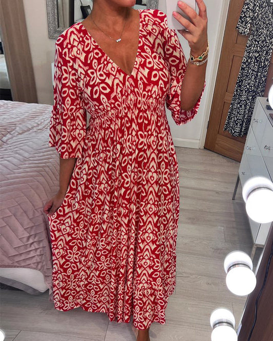 Rotes Maxikleid mit Druck