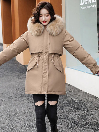 Kuschelige Kapuzenjacke für Frauen | Warmer, wattierter Parka | Winddichter Mantel für Frauen