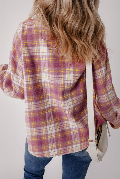 Jovelyn | Lässig Chic Rosa Kariertes Hemd Jacke