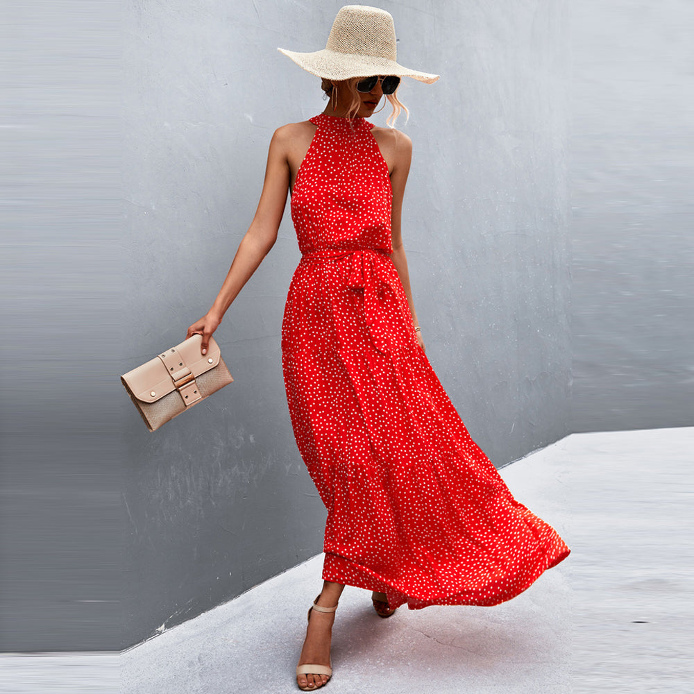 Kehlani - Stylisches ärmelloses Sommerkleid mit Pünktchenmuster