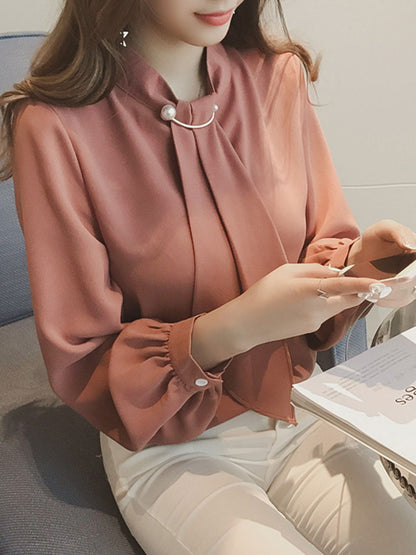 Filine Bluse | Langärmelige Chiffonbluse im französischen Stil