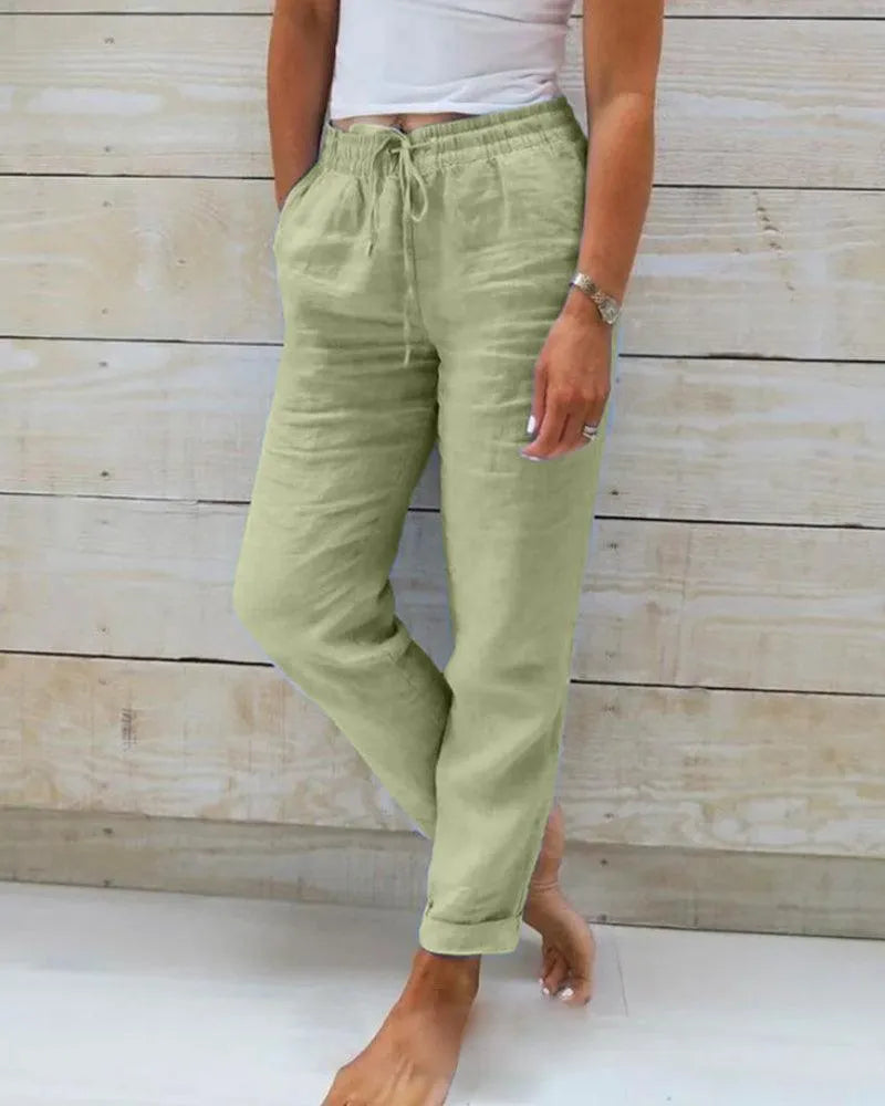 Leinenhose für Damen - Entspannter Stil - Atmungsactivees Material - Ideal für zu Hause und informelle Anlässe