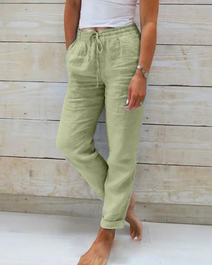 Leinenhose für Damen - Entspannter Stil - Atmungsactivees Material - Ideal für zu Hause und informelle Anlässe