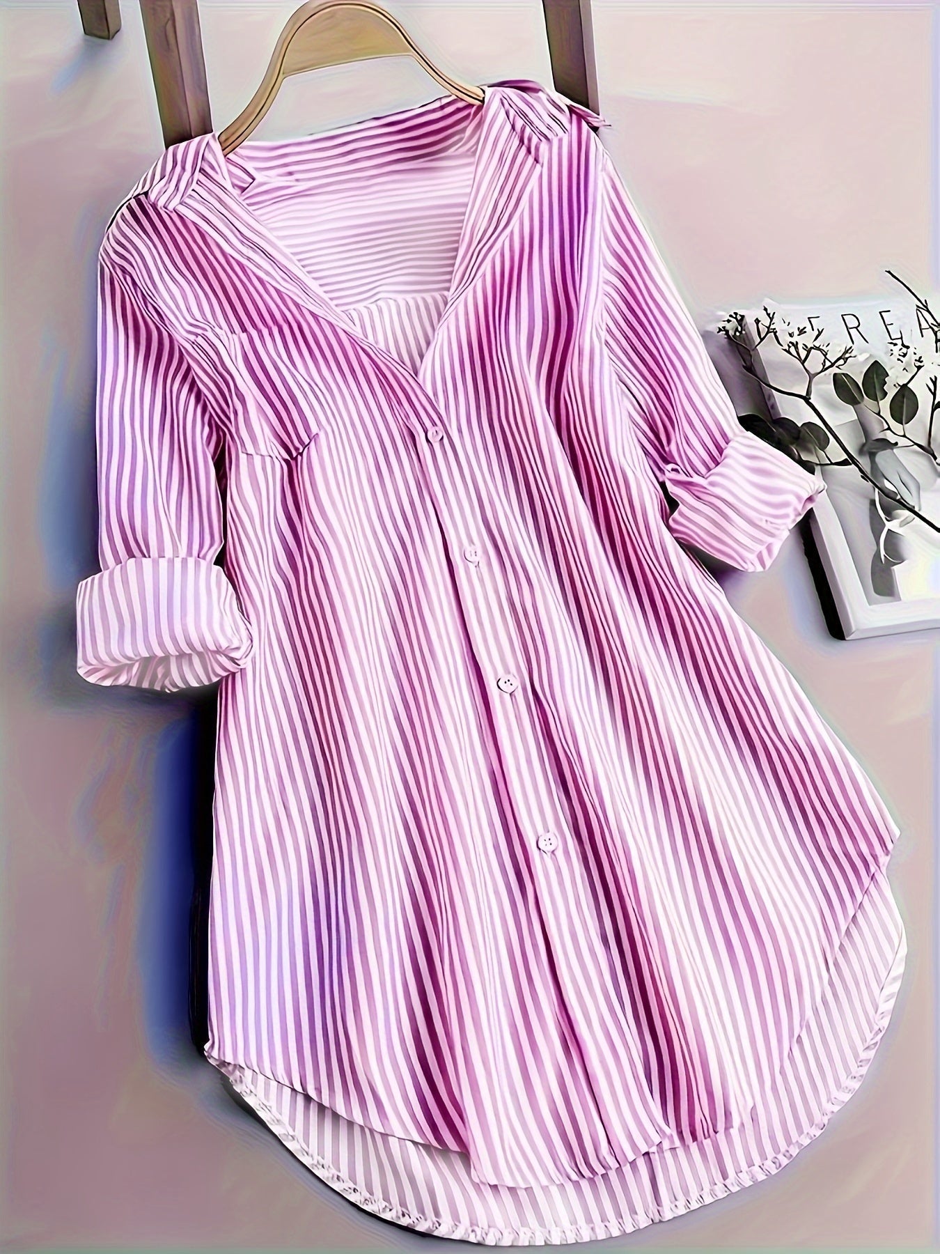 Bernardina Bluse | Lang gestreifte bedruckte Bluse