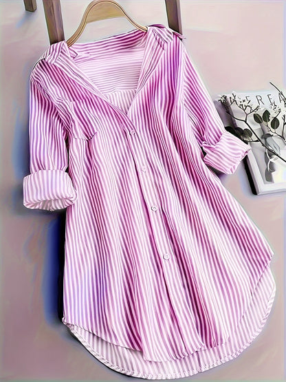 Bernardina Bluse | Lang gestreifte bedruckte Bluse