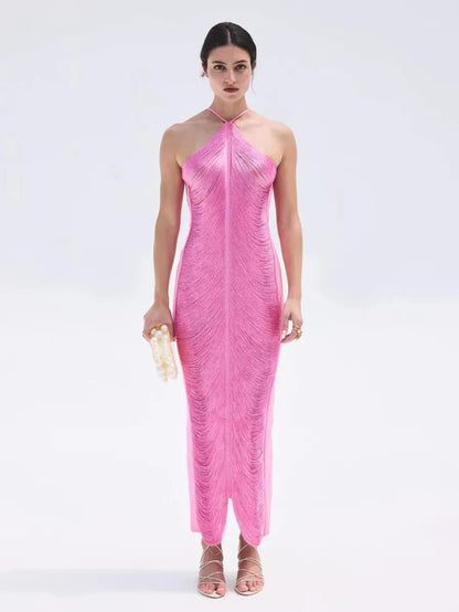 Channing - Asymmetrisches Kleid mit Quasten