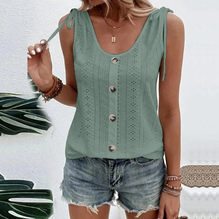 Stylisches Damen-Top mit Knöpfen und Ausschnitten