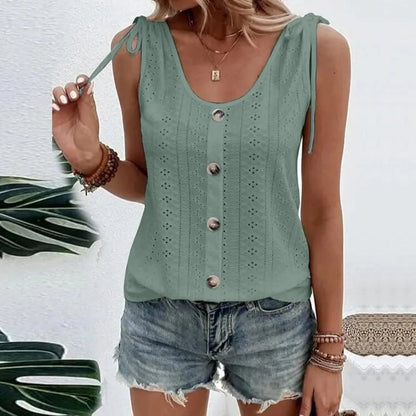 Stylisches Damen-Top mit Knöpfen und Ausschnitten