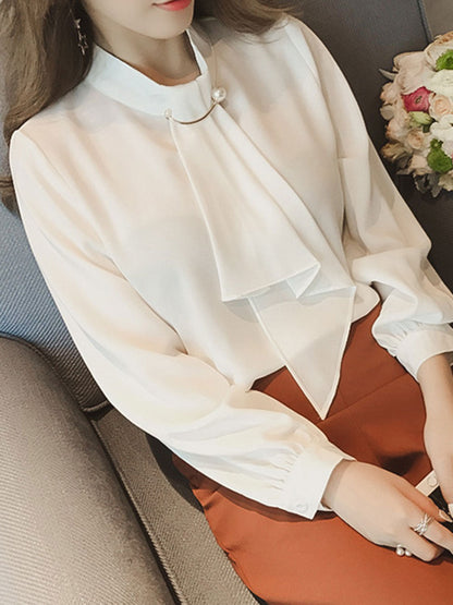 Filine Bluse | Langärmelige Chiffonbluse im französischen Stil