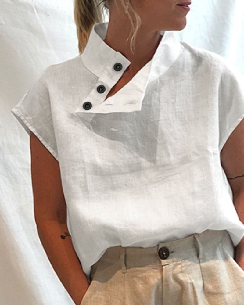 Shalia Bluse | Kurzärmelige Leinenbluse