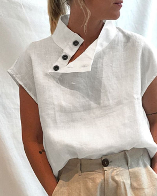 Shalia Bluse | Kurzärmelige Leinenbluse