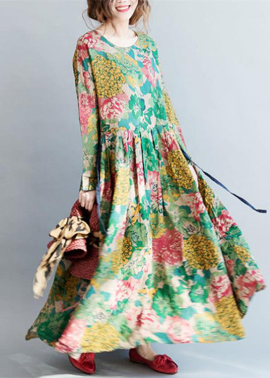 Ritz - Modisches langes geblümtes Leinenkleid
