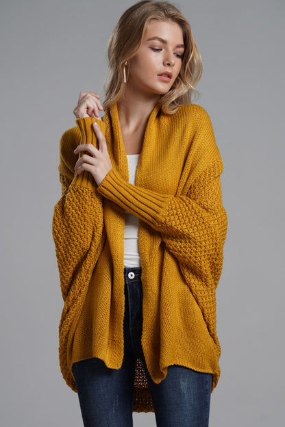 Liana - Lange offene Strickjacke mit Dolman-Ärmeln für Damen