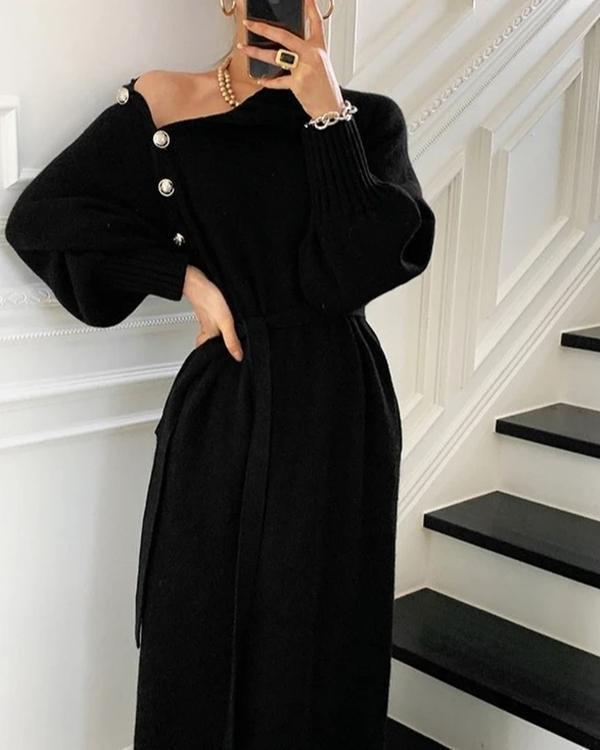 Quettie - Strickkleid mit hohem Vintage-Ausschnitt