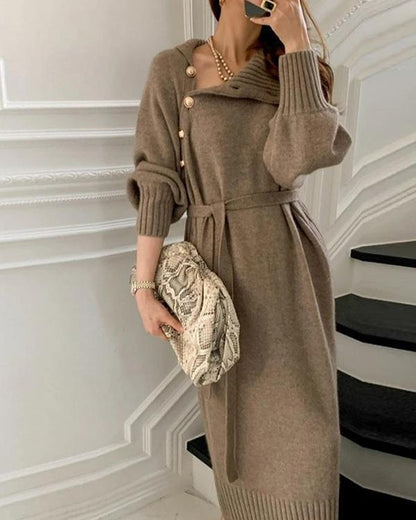 Quettie - Strickkleid mit hohem Vintage-Ausschnitt