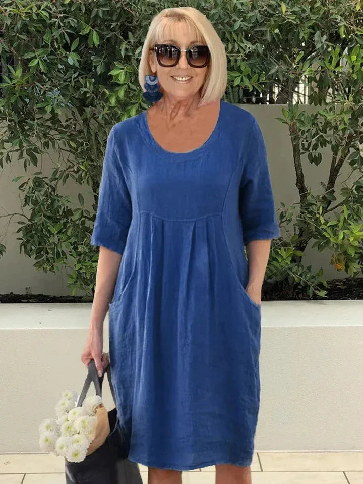 Lockeres Baumwollkleid mit Tasche