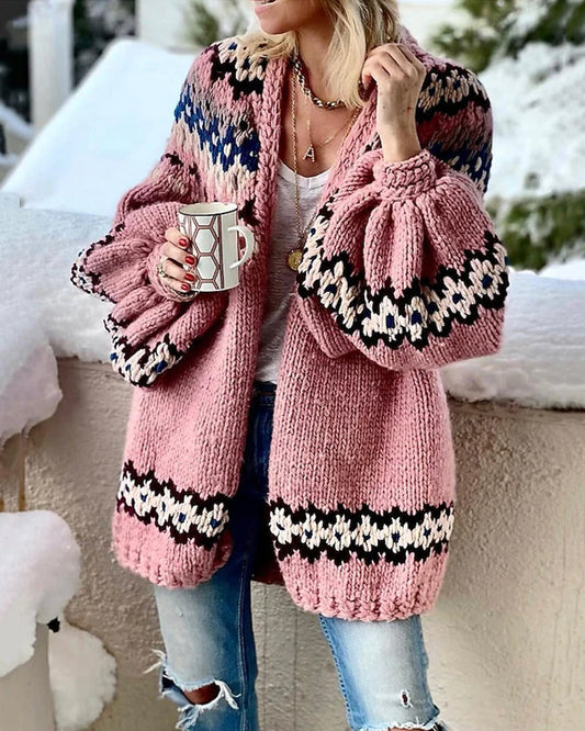 Strickjacke mit laternenförmigen Ärmeln