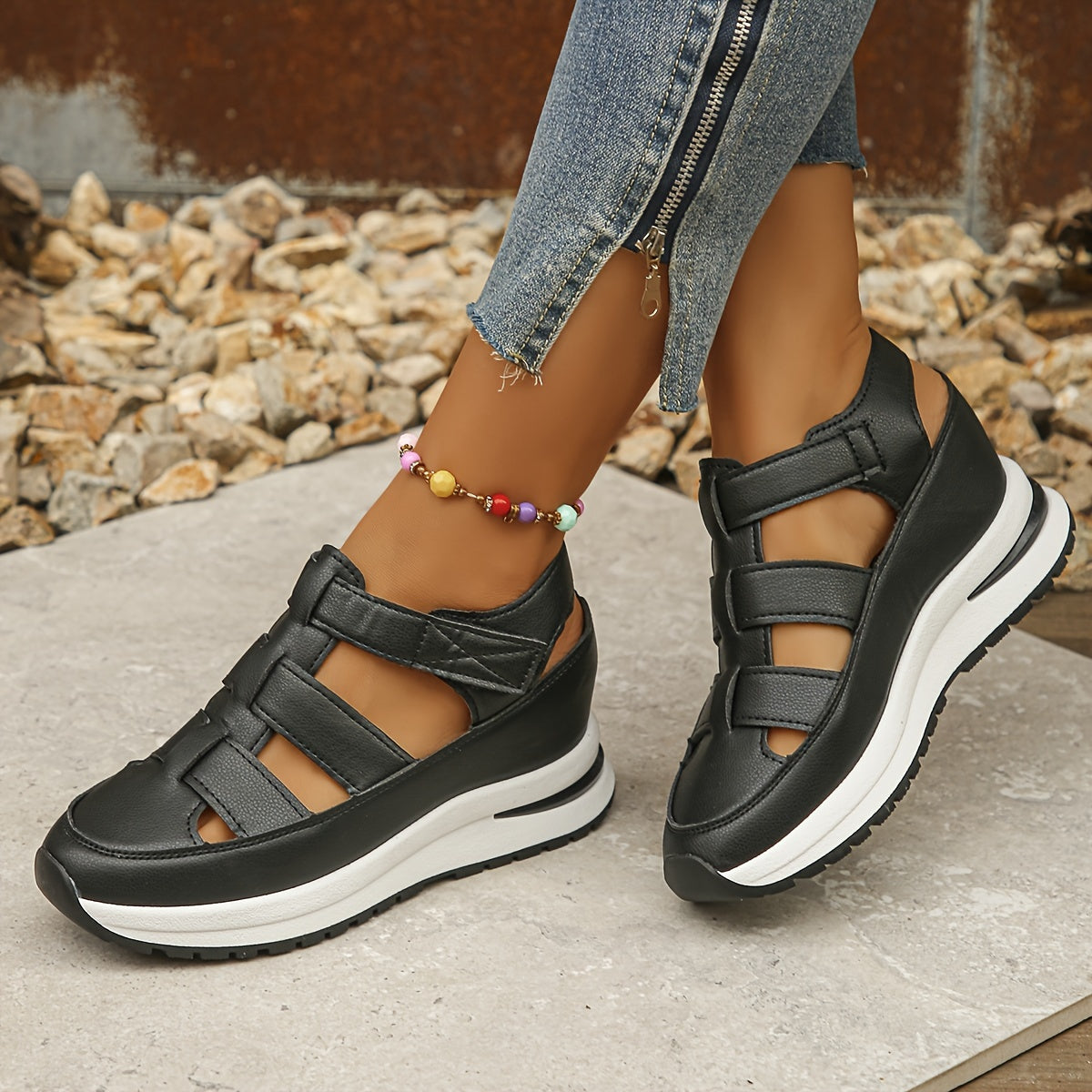 Lotte | Weiche Sohle Plateausandalen mit runder Nase