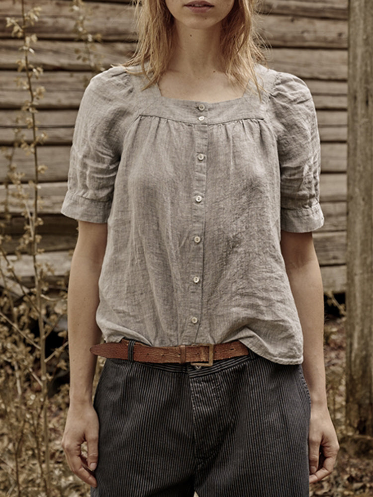 Naly - Vintage-Bluse aus Leinen und Baumwolle