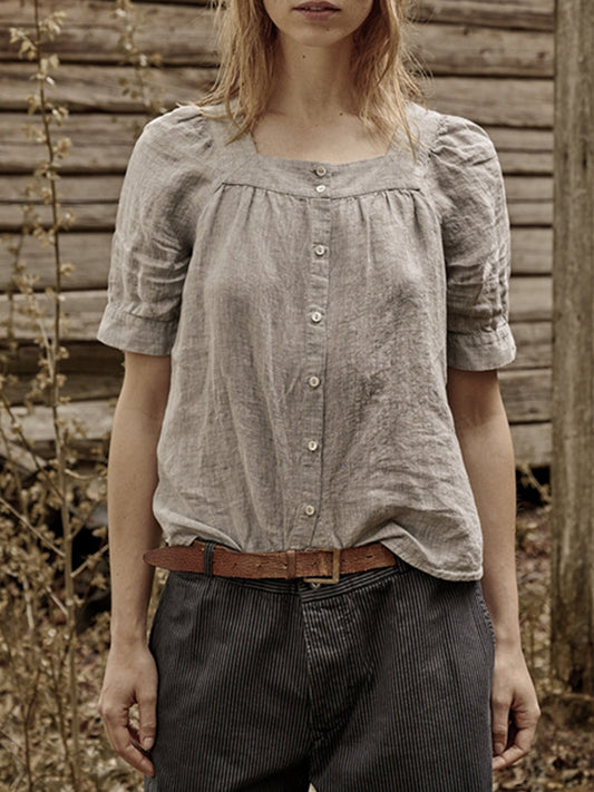 Naly - Vintage-Bluse aus Leinen und Baumwolle