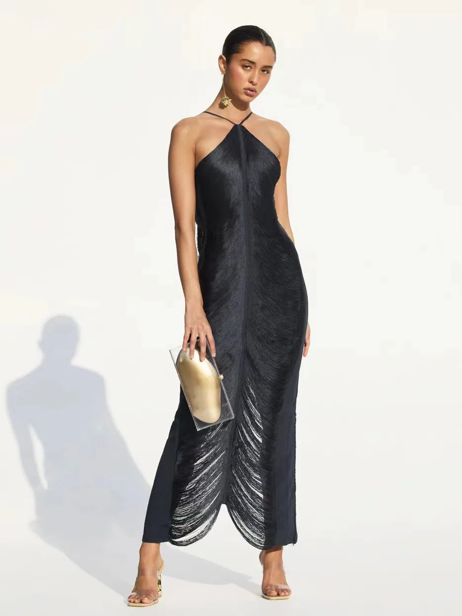 Channing - Asymmetrisches Kleid mit Quasten