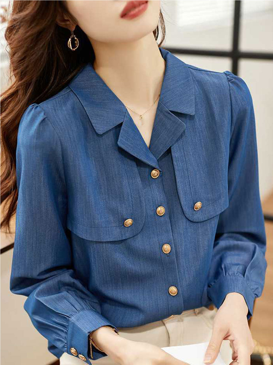 Fabiana Hemd | Vintage Langarm Denim Hemd