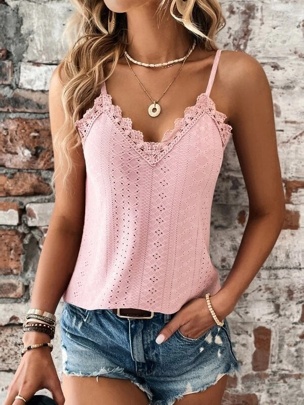 Susan - T-Shirt für Frauen mit V-Ausschnitt und Spitze
