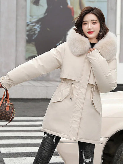 Kuschelige Kapuzenjacke für Frauen | Warmer, wattierter Parka | Winddichter Mantel für Frauen