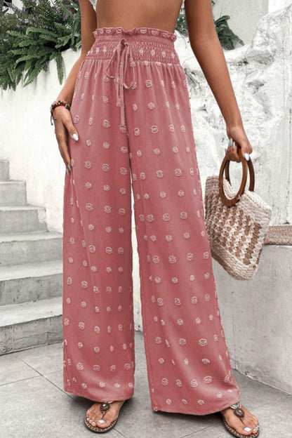hochtaillierte Jacquard-Hose mit weitem Bein