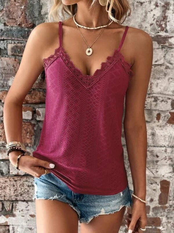 Susan - T-Shirt für Frauen mit V-Ausschnitt und Spitze