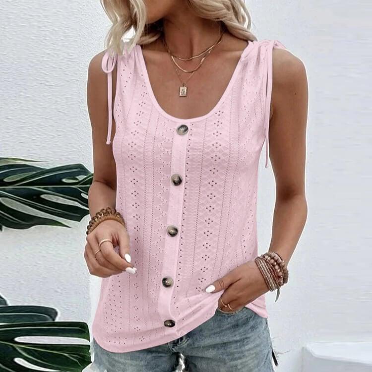 Stylisches Damen-Top mit Knöpfen und Ausschnitten