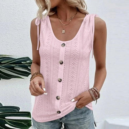 Stylisches Damen-Top mit Knöpfen und Ausschnitten