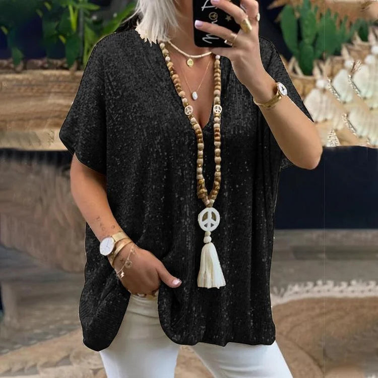 Wendy Bloes | V-Ausschnitt Paillettenbluse