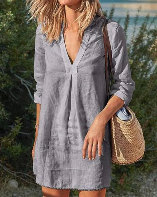 Gienne - Freizeitkleider im Vintage-Stil mit V-Ausschnitt