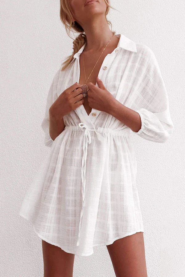 Farren - Revers, einfacher Verschluss, Kordelzug Strandkleid