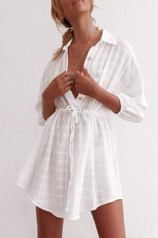 Farren - Revers, einfacher Verschluss, Kordelzug Strandkleid