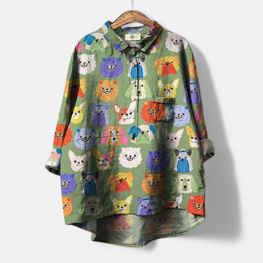 Kivo™ | Trendige Bluse mit buntem Kunstdruck