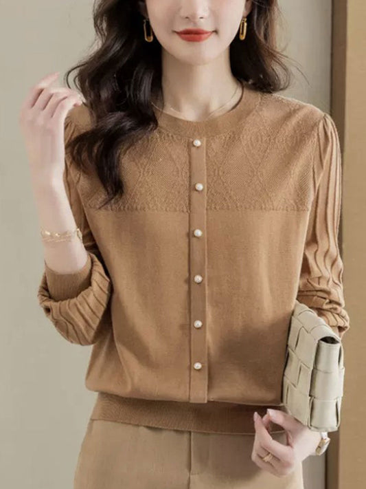 Xivana Bluse | Langärmelige Bluse mit Rundhalsausschnitt