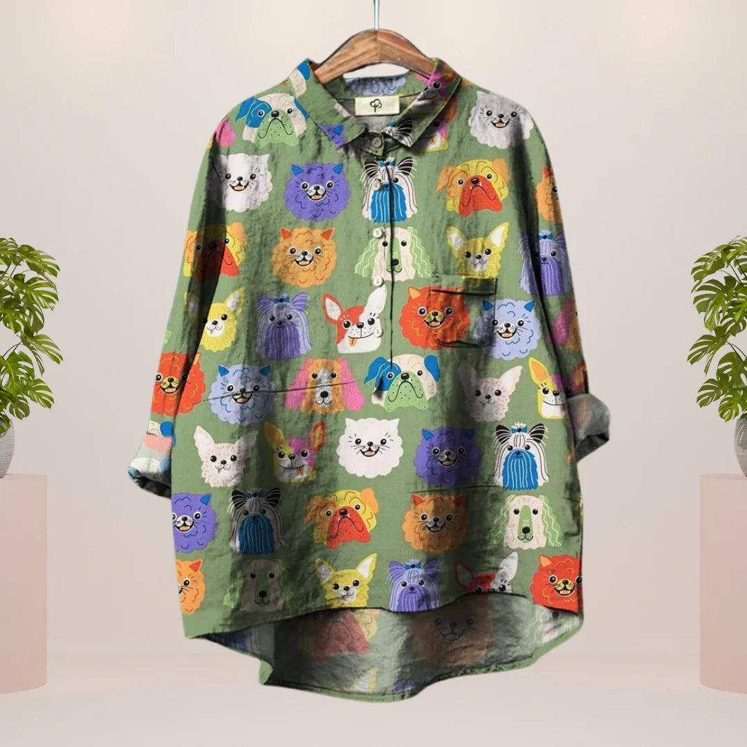 Katharina™ |Verspieltes Hemd mit Kunstdruck