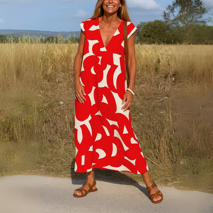 Fließendes Kleid mit V-Ausschnitt