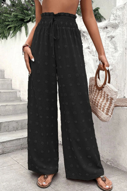 hochtaillierte Jacquard-Hose mit weitem Bein