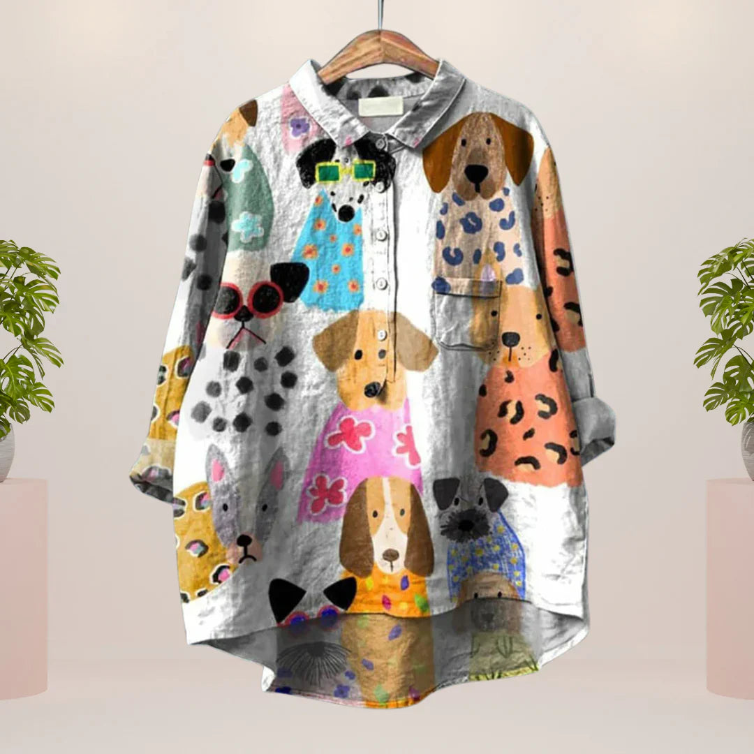 Katharina™ |Verspieltes Hemd mit Kunstdruck